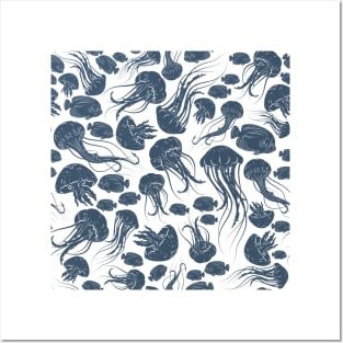 Underwater Animal Kingdom Pattern- Jellyfish Posters and Art